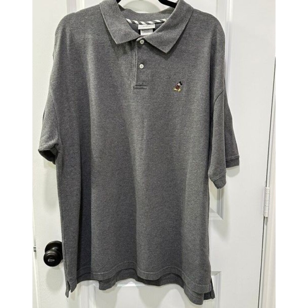 Walt Disney World Mens XL Gray Mickey Mouse Embroidered 100 % Cotton Polo Shirt